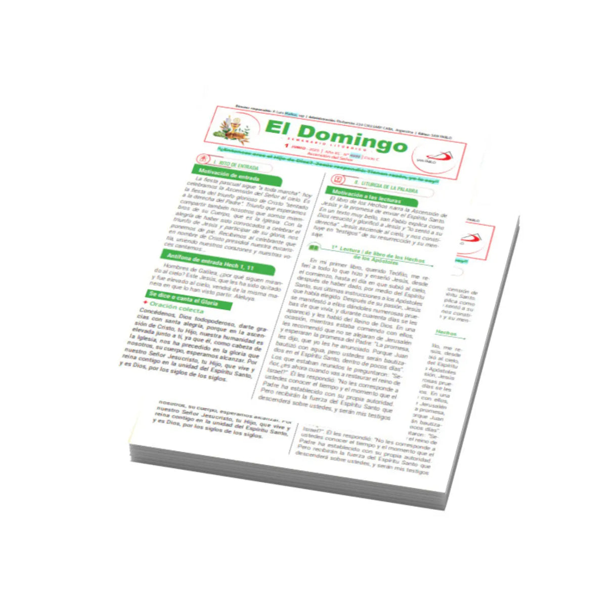 El Domingo - del 16 de Noviembre al 28 de Diciembre - pack de 25 hojas por domingo