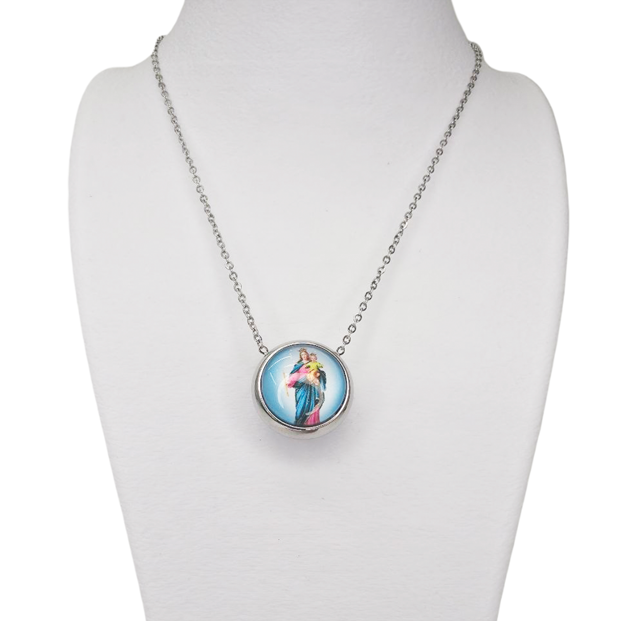 Escapulario Acero Devocional - VIrgen Maria Auxiliadora