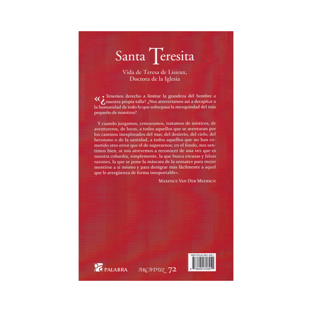 Santa Teresita: Vida de Teresa de Lisieux,Doctora de la iglesía -Maxence V.Meersch- 10ª Edición- Importado